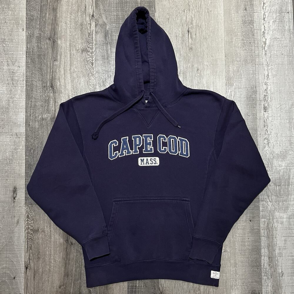 Cuffys Cape Cod Pullover Hoodie Navy Blue Massachusetts Travel Sweatshirt Sz M